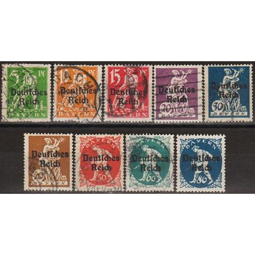 1920 - Німеччина - Стандарти Баварії з надруками в Мюнхені Mi.119-28  _20,30 €