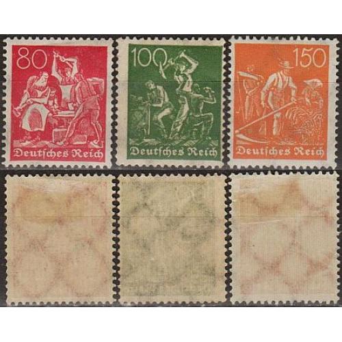 1921 - Німеччина - Стандарт - Робітники wmk.2 Mi.186 187 189 *
