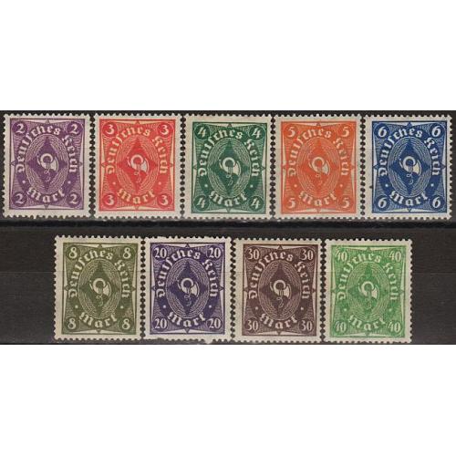 1922 - Німеччина - Поштовий рожок - Одно-кольоровий Mi.224-32 _Повна серія _5,40 € *