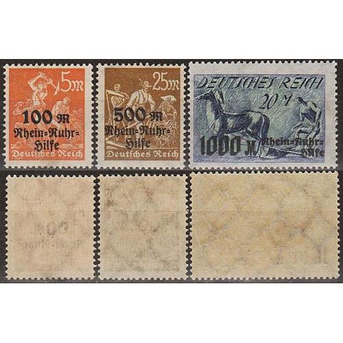 1923 - Німеччина - Допомога Рейн-Рур - Надруки - Mi.258-60 **/*