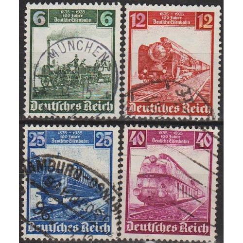 1935 - Рейх - 100 років залізниці Mi.580-83  _6,50 €