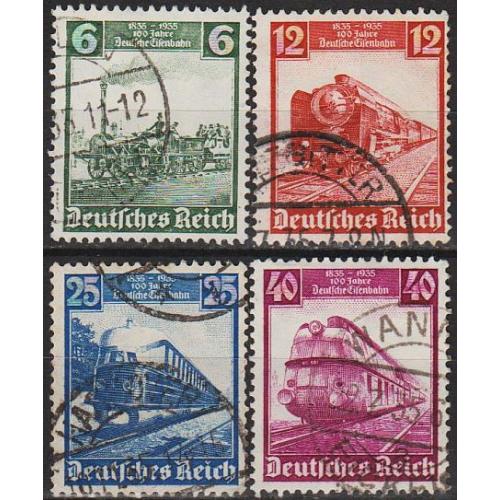 1935 - Рейх - 100 років залізниці Mi.580-83  _6,50 €