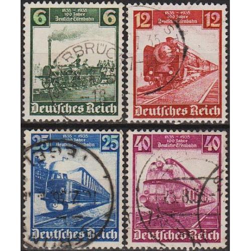 1935 - Рейх - 100 років залізниці Mi.580-83  _6,50 €
