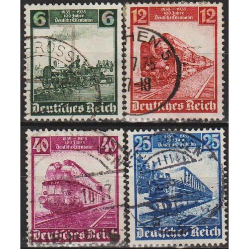 1935 - Рейх - 100 років залізниці Mi.580-83  _6,50 €