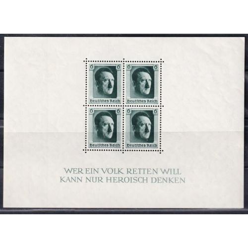 1937 - Рейх - 48 років Гітлера Mi.646 - Блок 7 **