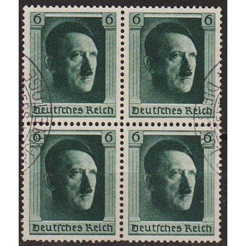  1937 - Рейх - 48 років Гітлеру - Кварт-блок Mi.646 _гаш