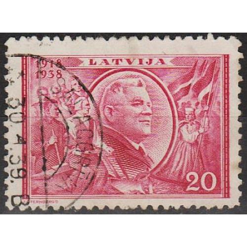 1938 - Латвия - 20 лет Независимости - Улманис Мi.267 _гаш