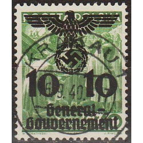 1940 - Рейх - GG - Надрук 10 Mi.21 _гаш