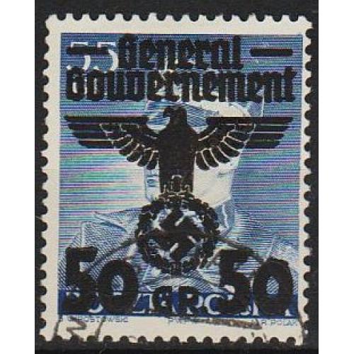 1940 - Рейх - GG - Надрук 50 Mi.15 _гаш