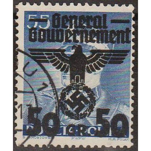 1940 - Рейх - GG - Надрук 50 Mi.15 _гаш