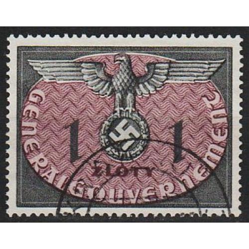 1940 - Рейх - GG - Службова 1 zl Mi.13 _6.0 EU _гаш