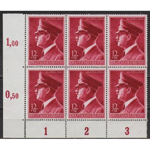 1942 - Рейх - 53 роки Гітлера Mi.813  _Шестиблок **