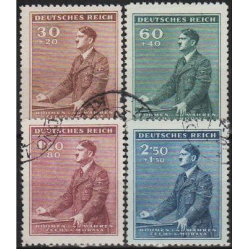 1942 - Рейх - Богемія - 53 роки Гітлеру Mi.85-88 _6,50 € _гаш