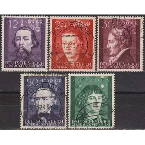 1942 - Рейх - GG - Діячі науки і культури Mi.96-100 _гаш