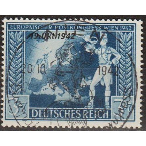 1942 - Рейх - Поштовий конгрес - Надрук 3 Mi.823  _3,50 € _Спец.погашення СГ