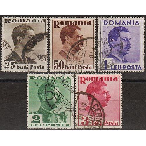 1935 - Румунія - Король Карл ІІ Mi.489-94  _гаш