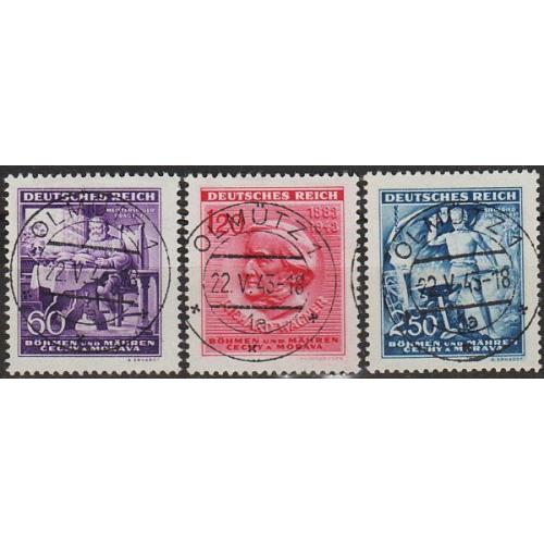 1943 - Рейх - Богемія - 130 років Вагнера Mi.128-130 _гаш _3,0 €