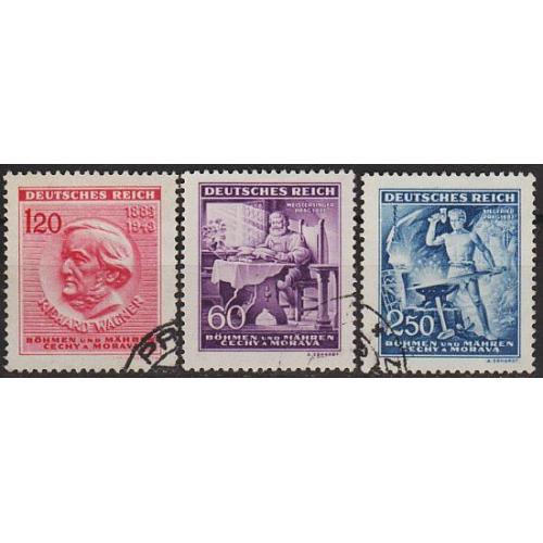 1943 - Рейх - Богемія - 130 років Вагнера Mi.128-130 _гаш _3,0 €