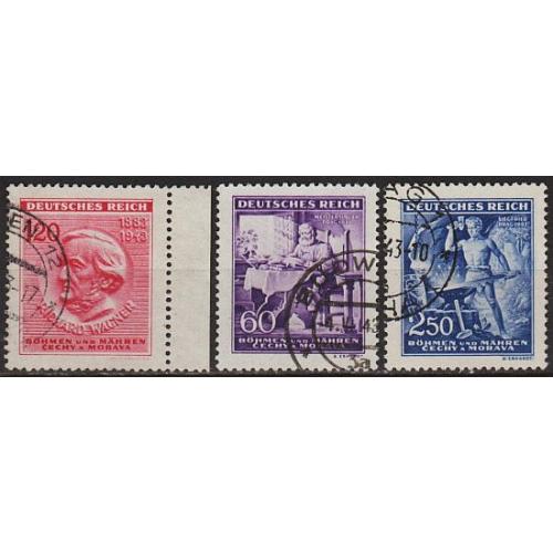 1943 - Рейх - Богемія - 130 років Вагнера Mi.128-130 _гаш _3,0 €