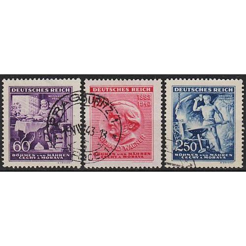 1943 - Рейх - Богемия - 130 років Вагнера Mi.128-130 _гаш