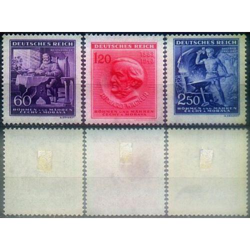 1943 - Рейх - Богемія - 130 років Вагнера Mi.128-130 *