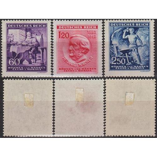 1943 - Рейх - Богемія - 130 років Вагнера Mi.128-130 *