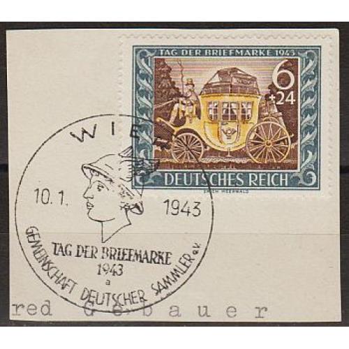 1943 - Рейх - День марки Mi.828 вирізка - СПЕЦ.погашення FDC