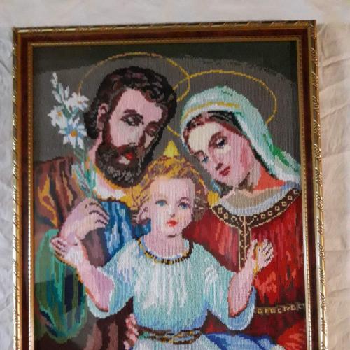 Вышивка. Икона "Иисус с Иосифом и Девой Марией"
