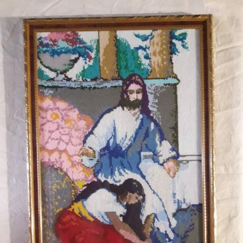 Вышивка. Икона "Иисусу моют ноги"