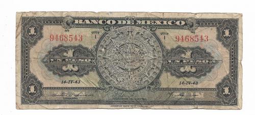 1 песо 1943 Мексика