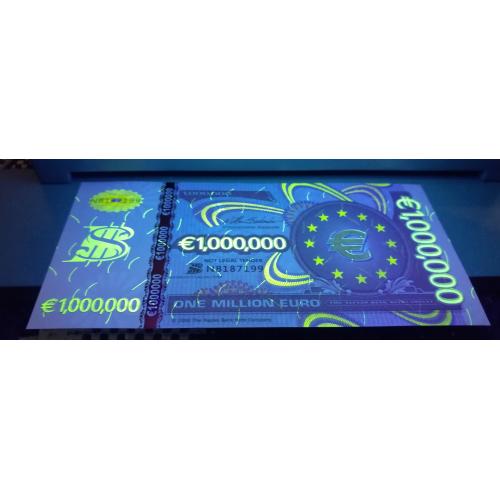 1000000 євро 1 мільйон, голограма, УФ, ВЗ.