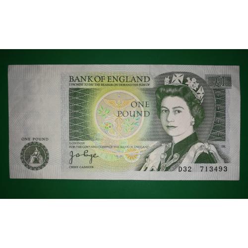 Англия 1 фунт стерлингов 1978 1984 Подпись Page (тип 1). Ньютон