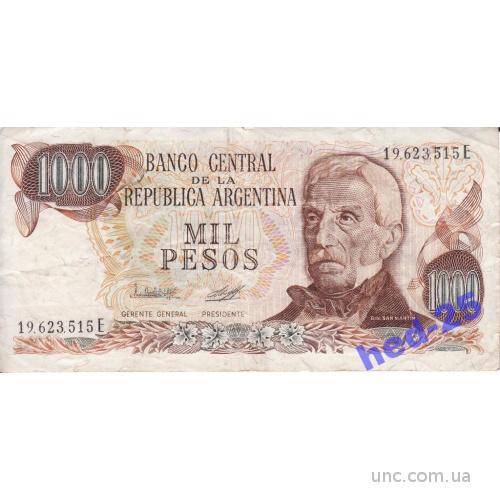Аргентина 1000 песо 1976. Редкая серия Е. Р304b