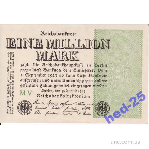 AUNC 1000000 марок Германия 1923  