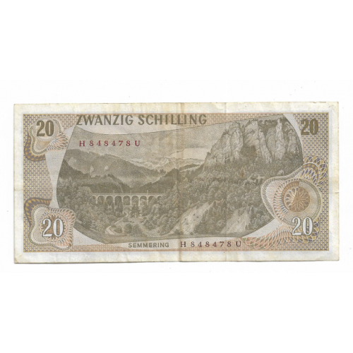 AUSTRIA Австрия 20 шиллингов 2 июля 1967. № 8484...