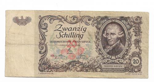 Австрия 20 шиллингов 1950 с ошибкой, редкая