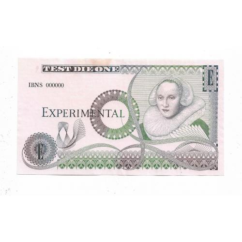 Bank of England Test die One Пробна банкнота з рельєфним друком та ВЗ 