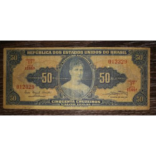 BRAZIL Бразилія 50 крузейро 1961 Valor Legal. Estampa 1 Підписи: Carrilho, Mariani. ABNC. Без штампу