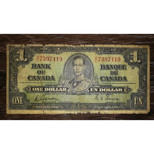 CANADA Канада 1 долар 1937 Підпис: Gordon, Towers(9мм).