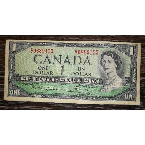 CANADA Канада 1 долар 1954 Нечастий підпис: Lawson, Bouey. British American Bank Note Company