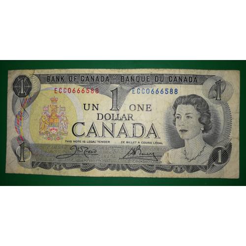 CANADA Канада 1 долар 1973 Підпис: Crow,  Bouey №! ...666 5 88