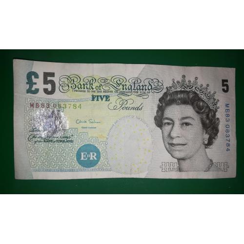 England Англія 5 фунтів стерлінгів 2002 signature: C. Salmon