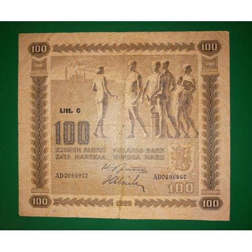 FINLAND Финляндия 100 марок 1922 Litt. С Подписи: Jutila, Alsiala. Рідкість