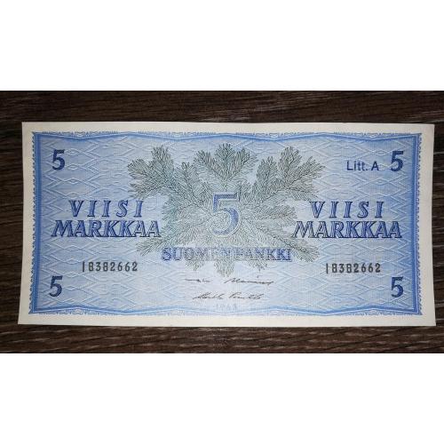 FINLAND Финляндия 5 марок 1963 Litt. А Подписи: Puntila, Alenius