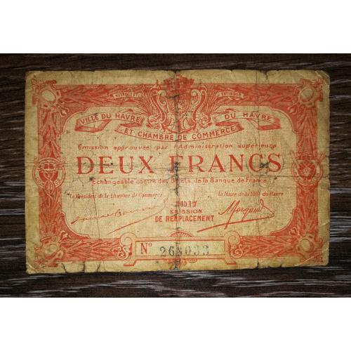 FRANCE Франция Гавр Нормандия 2 франка 1917 в\з пчелы