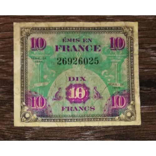 FRANCE Союзническая оккупация Франции 10 франков 1944