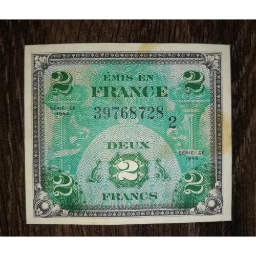 FRANCE Союзническая оккупация Франции 2 франка 1944. Блок 2