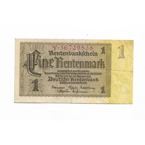 Германия 1 рентная марка 1937 красный № 32мм 8 цифр.