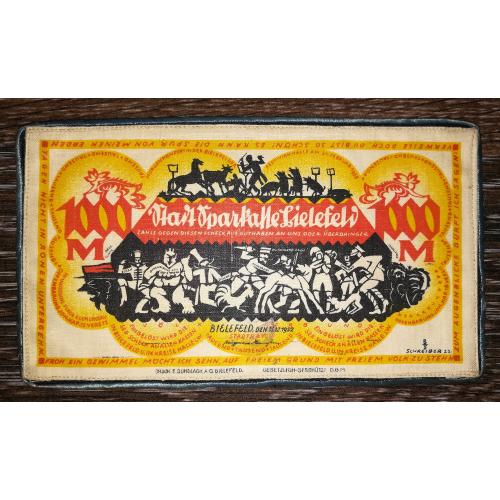 GERMANY Німеччина 1000 марок Білефельд. Тканина. 1922