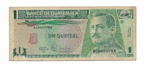 Гватемала 1 кетсаль 1990 подпись №2. Нечастая